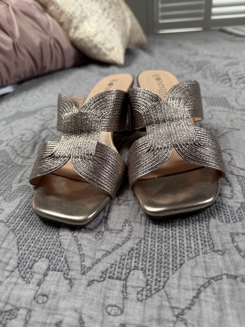 Patrizia Pepe Metallic Bronze Slip-On Mules